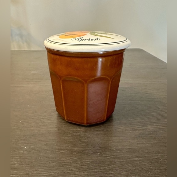 Vintage Apricot Preserves Container by Gailstyn Sutton Jam Jar Ceramic Orange - Picture 4 of 4